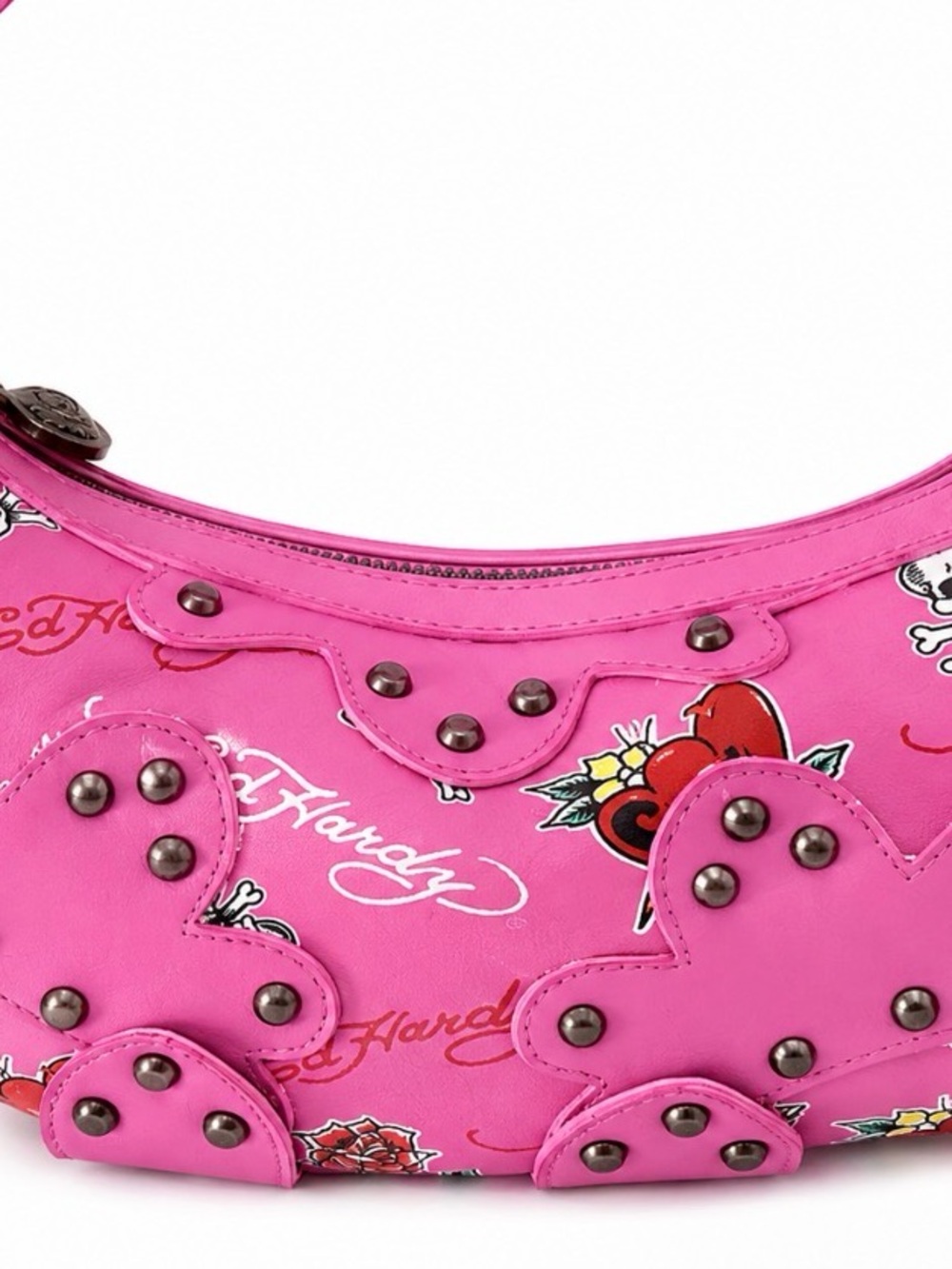 Ed Hardy Dalinda Applique Hobo Bag - Studded Pink - Picture 7 of 8